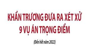 Khẩn trương đưa ra xét xử 9 vụ án trọng điểm