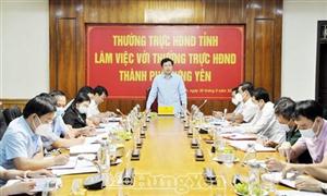 Thường trực HĐND tỉnh làm việc với Thường trực HĐND thành phố Hưng Yên