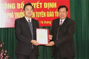 Công bố quyết định bổ nhiệm chức danh Phó Trưởng Ban Tuyên giáo Tỉnh ủy