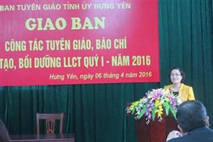 Giao ban công tác tuyên giáo, báo chí,  đào tạo lý luận chính trị quý I năm 2016
