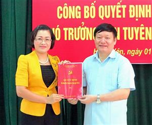 Công bố quyết định bổ nhiệm chức danh Phó trưởng Ban Tuyên giáo Tỉnh ủy