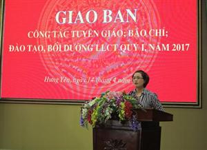 Giao ban công tác tuyên giáo, báo chí, đào tạo lý luận chính trị quý I năm 2017