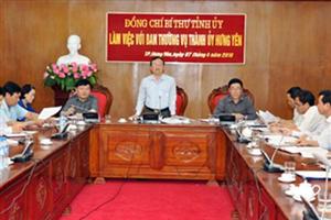 Lãnh đạo tỉnh làm việc với Ban Thường vụ Thành ủy Hưng Yên