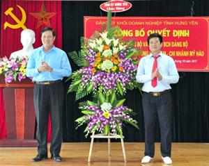 Công bố quyết định thành lập Đảng bộ cơ sở Ngân hàng Thương mại cổ phần Công thương Việt Nam - Chi nhánh Mỹ Hào