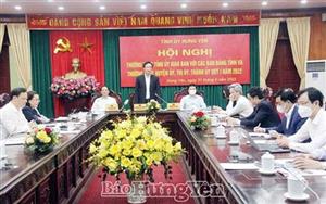 Thường trực Tỉnh ủy giao ban với các ban Đảng tỉnh và Thường trực huyện ủy, thị ủy, thành ủy quý I