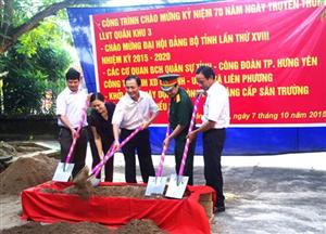 Bộ CHQS tỉnh Hưng Yên: Khởi công công trình xây dựng phòng học, nâng cấp sân trường điểm trường Mầm non thôn An Chiểu 2