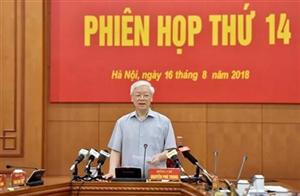 Tổng Bí thư Nguyễn Phú Trọng chủ trì họp phiên thứ 14 của Ban Chỉ đạo T.Ư về phòng, chống tham nhũng