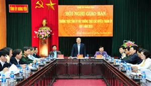 Giao ban Thường trực Tỉnh ủy với Thường trực các huyện ủy, thành ủy quý I