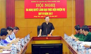 Đảng ủy Quân sự tỉnh ra nghị quyết lãnh đạo thực hiện nhiệm vụ quý IV