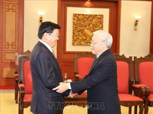 Tổng Bí thư, Chủ tịch nước Nguyễn Phú Trọng tiếp Thủ tướng Lào Thongloun Sisoulith