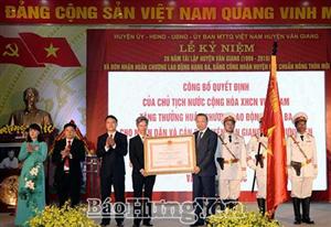 Văn Giang: Kỷ niệm 20 năm tái lập, đón nhận Huân chương Lao động hạng Ba và đón Bằng công nhận huyện đạt chuẩn nông thôn mới