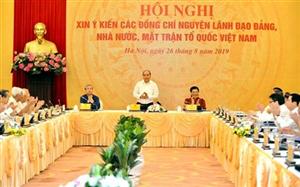 Hội nghị xin ý kiến nguyên lãnh đạo Đảng, Nhà nước, MTTQ Việt Nam về các dự thảo Văn kiện quan trọng