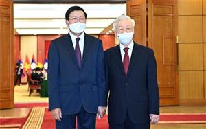 Tổng Bí thư Nguyễn Phú Trọng hội đàm với Tổng Bí thư, Chủ tịch nước Lào Thongloun Sisoulith