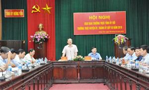 Thường trực Tỉnh ủy giao ban với thường trực các huyện ủy, thành ủy