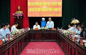 Ban Cán sự Đảng Bộ Thông tin và Truyền thông làm việc với Ban Thường vụ Tỉnh ủy Hưng Yên