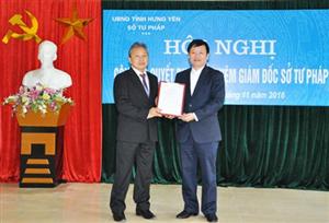 Công bố Quyết định bổ nhiệm Giám đốc Sở Tư pháp Hưng Yên
