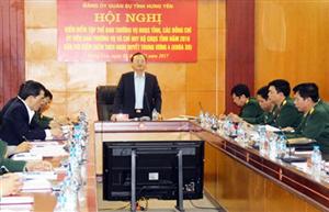 Đảng ủy Quân sự tỉnh kiểm điểm, đánh giá thực hiện nhiệm vụ năm 2016