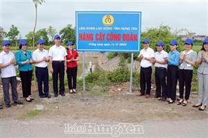 Cụm thi đua số 1 và số 2 của Liên đoàn Lao động tỉnh tổ chức trồng “Hàng cây công đoàn”