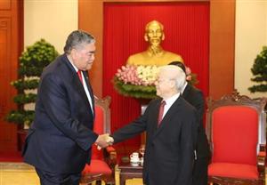 Tổng Bí thư Nguyễn Phú Trọng tiếp Tổng Bí thư Đảng Phong trào Cánh tả Thống nhất Cộng hòa Đô-mi-ni-ca-na