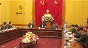 Các đồng chí Nguyễn Phú Trọng, Nguyễn Xuân Phúc dự Hội nghị Thường vụ Đảng ủy Công an Trung ương