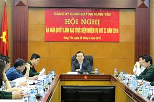 Đảng ủy Quân sự tỉnh Hưng Yên ra nghị quyết lãnh đạo thực hiện nhiệm vụ quý II năm 2016