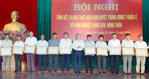 Hưng Yên tổng kết 10 năm thực hiện Nghị quyết về nông nghiệp, nông dân, nông thôn