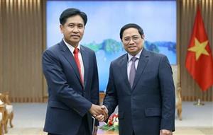 Thủ tướng Phạm Minh Chính tiếp Bộ trưởng Tư pháp Lào Phayvy Siboualypha