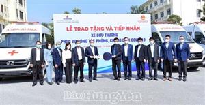 Hưng Yên: Tiếp nhận xe cứu thương phục vụ công tác phòng, chống dịch Covid-19 và học bổng cho học sinh nghèo vượt khó