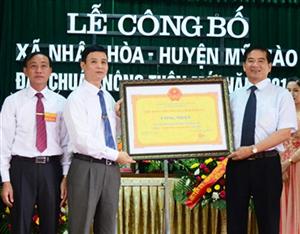 Xã Nhân Hòa đạt chuẩn nông thôn mới