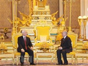 Tổng Bí thư, Chủ tịch nước Nguyễn Phú Trọng hội đàm với Quốc vương Cam-Pu-Chia Nô-Rô-Đôm Xi-Ha-Mô-Ni