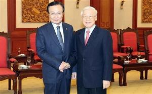 Tổng Bí thư, Chủ tịch nước Nguyễn Phú Trọng; Thủ tướng Nguyễn Xuân Phúc tiếp Chủ tịch Ðảng Dân chủ đồng hành Hàn Quốc