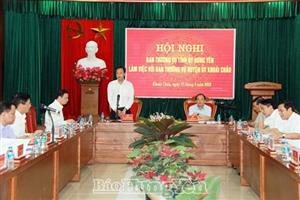 Ban Thường vụ Tỉnh ủy làm việc với Ban Thường vụ Huyện ủy Khoái Châu