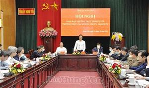 Giao ban Thường trực Tỉnh ủy với Thường trực các huyện ủy, thị ủy, thành ủy