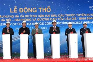 Phó Thủ tướng Hoàng Trung Hải phát lệnh khởi công xây dựng cầu Hưng Hà