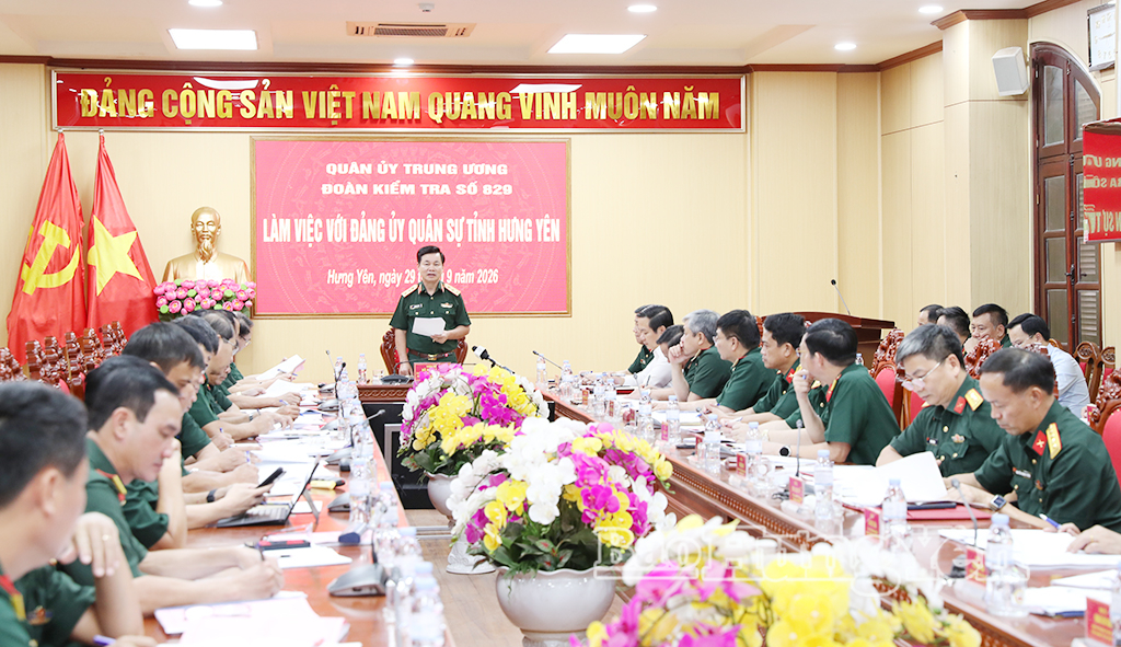 Đoàn kiểm tra của Ban Thường vụ Quân ủy Trung ương làm việc với Đảng ủy Quân sự tỉnh