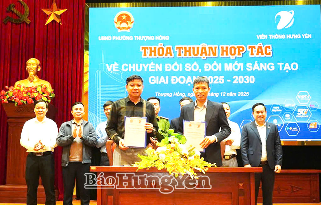 Phường Thượng Hồng và Viễn thông Hưng Yên: Ký kết thỏa thuận hợp tác chuyển đổi số