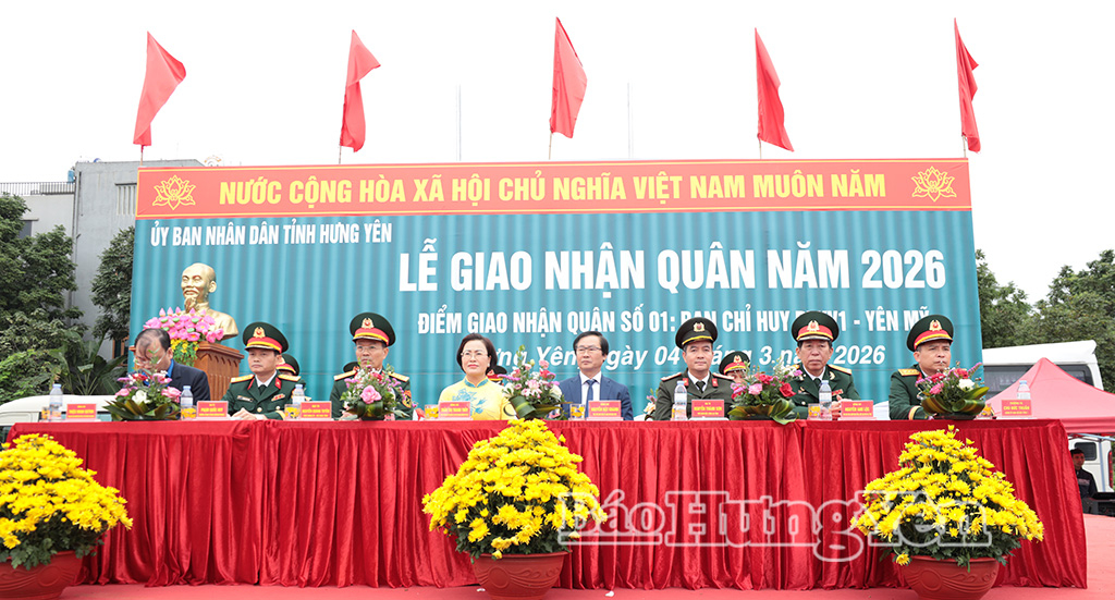 Điểm giao, nhận quân số 01: Ban Chỉ huy Phòng thủ khu vực 1 - Yên Mỹ có 409 thanh niên nhập ngũ