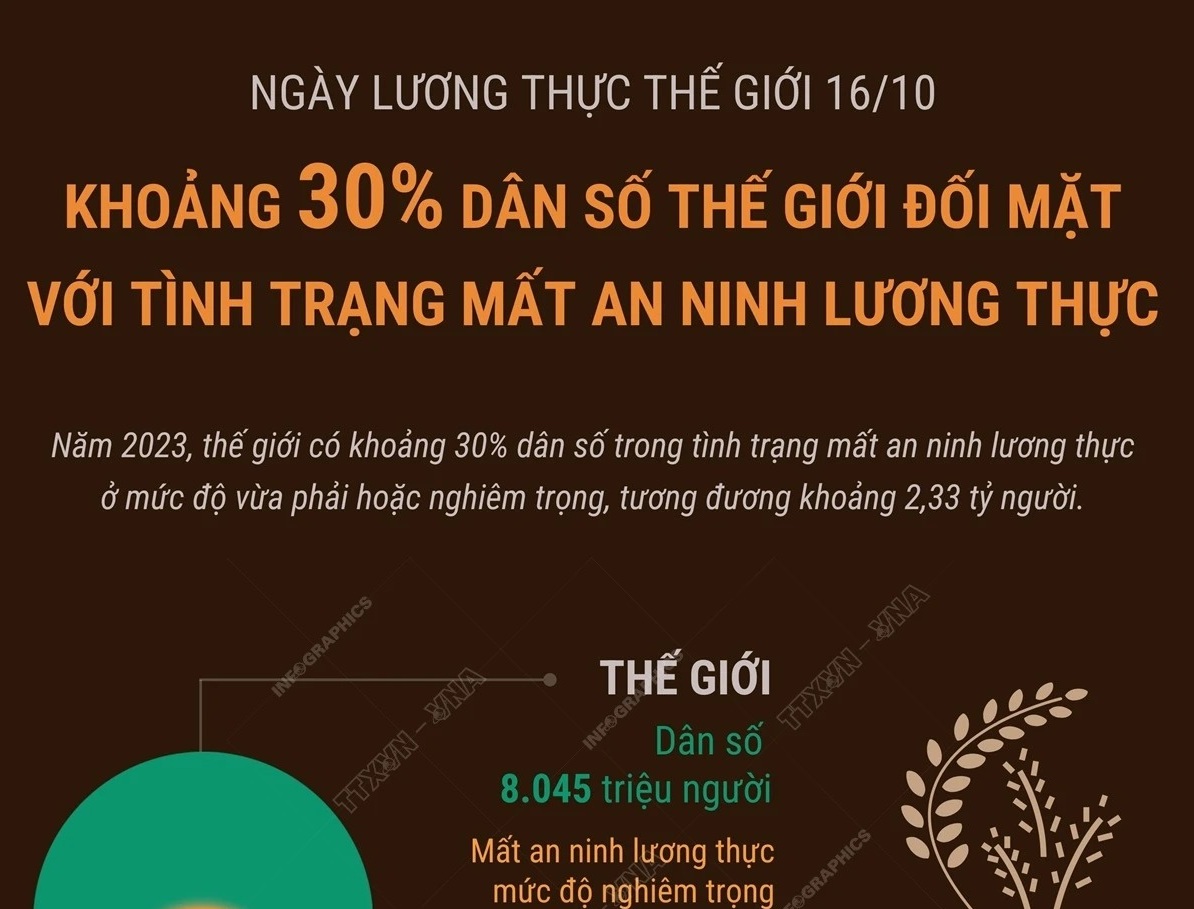 Khoảng 30% dân số thế giới đối mặt với tình trạng mất an ninh lương thực