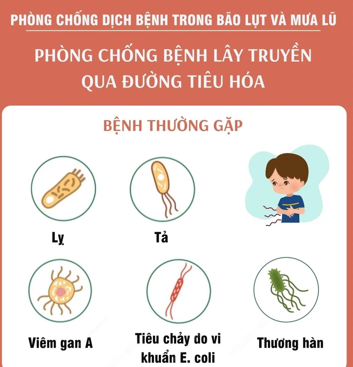 Các bệnh lây truyền qua đường tiêu hóa thường mắc sau bão lụt và mưa lũ