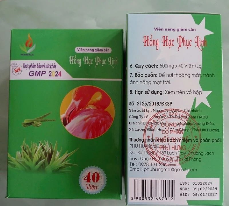 Phát hiện viên nang giảm cân Hồng Hạc Phục Linh có chứa 3 chất cấm gây hại